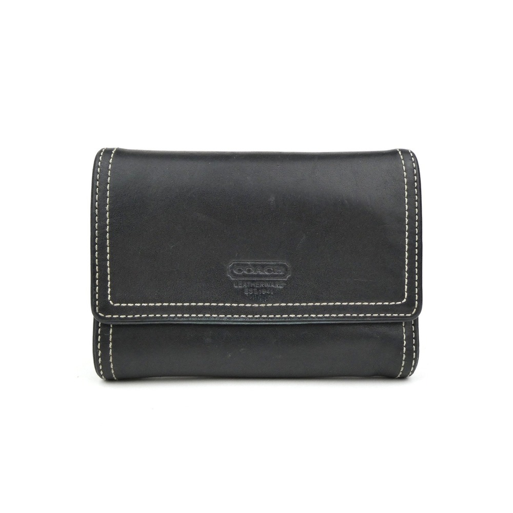 Coach Black Leather Medium Trifold Wallet